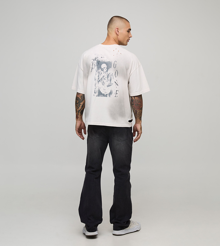 Washed Slim Fit Flared Jeans