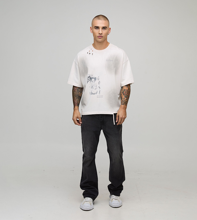 Washed Slim Fit Flared Jeans