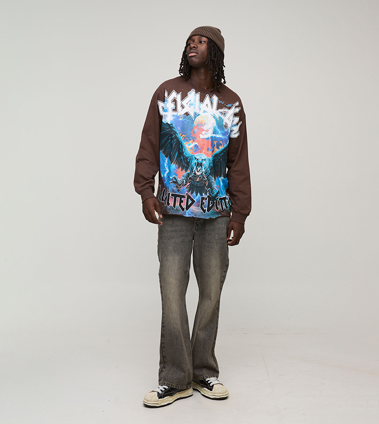 Washed Straight Fit Flared Jeans