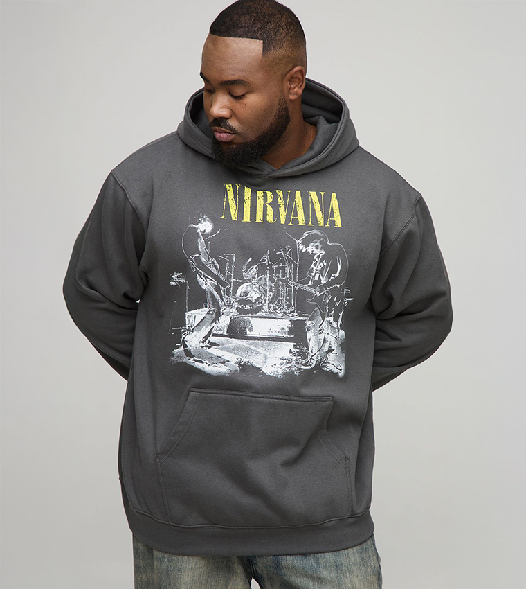 هودي اوفرسايز بطبعة نيرفانا مرخصة