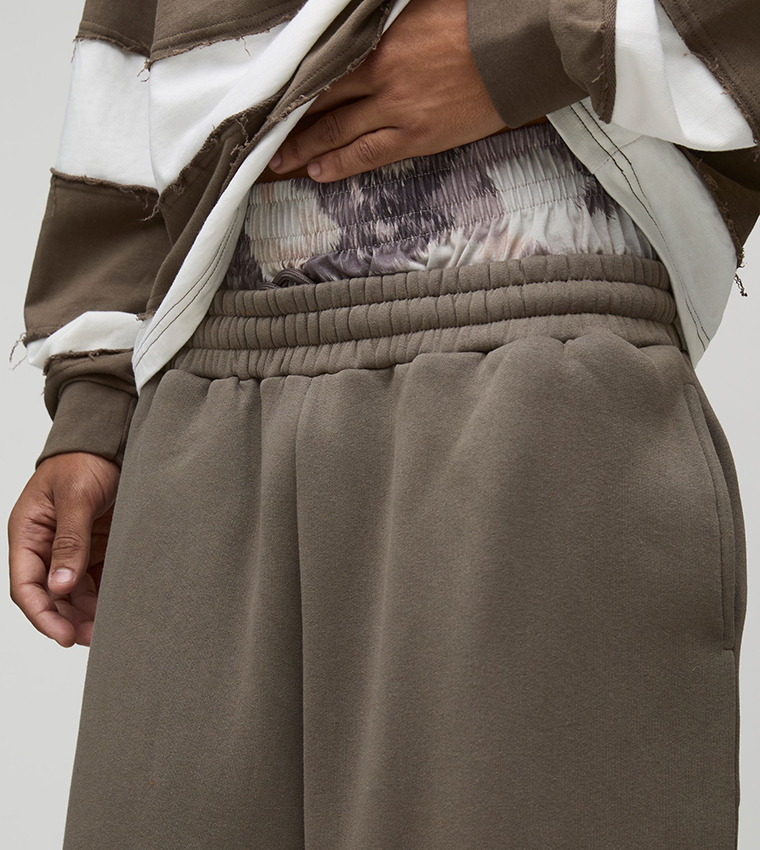 Double Waistband Wide Leg Sweatpants