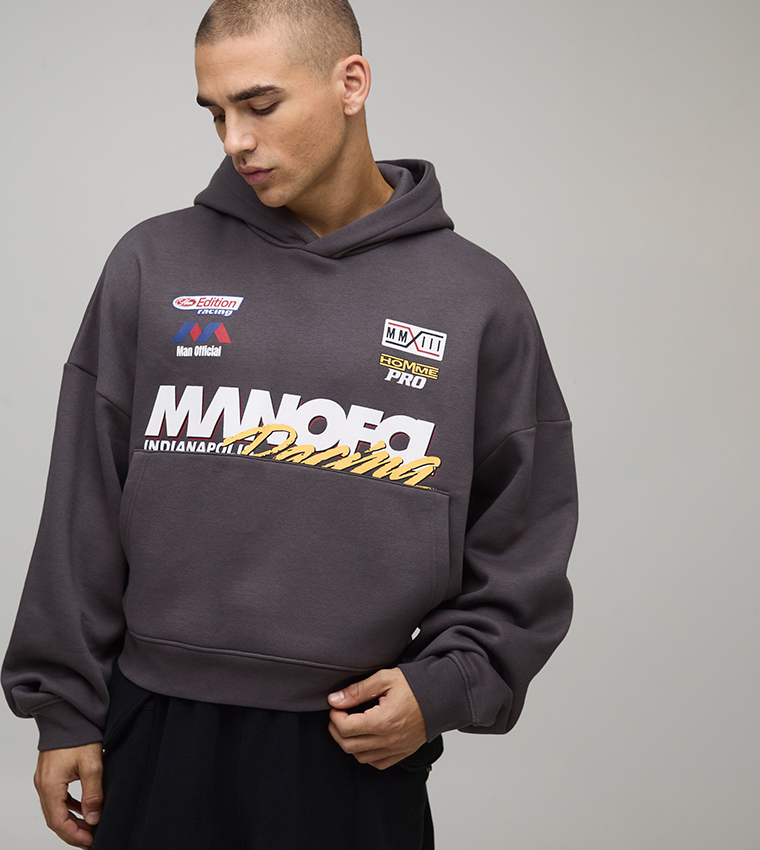 Moto Print Oversized Hoodie