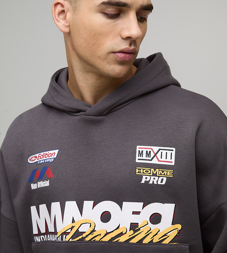 Moto Print Oversized Hoodie