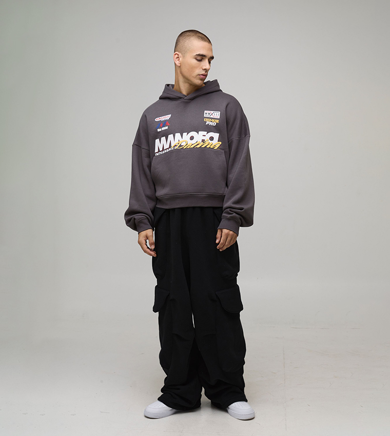 Moto Print Oversized Hoodie