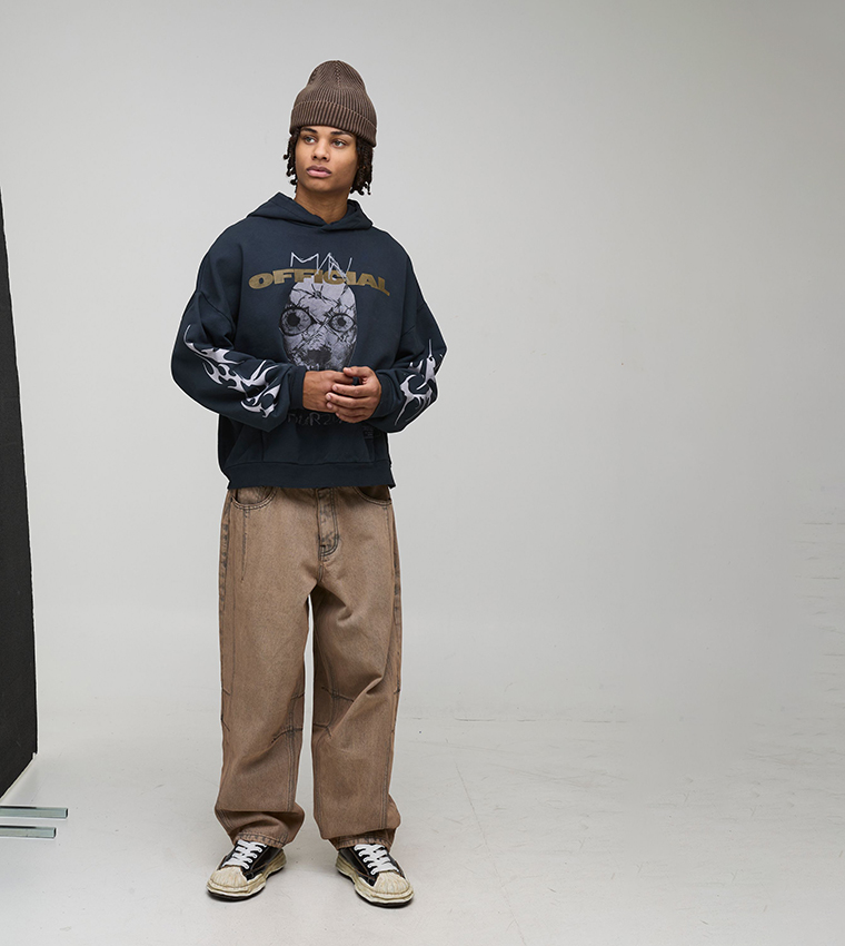 هودي أوفرسايز بطبعة 