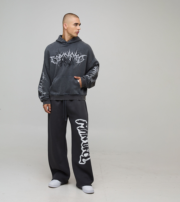 بنطلون رياضي واسع بطبعة 