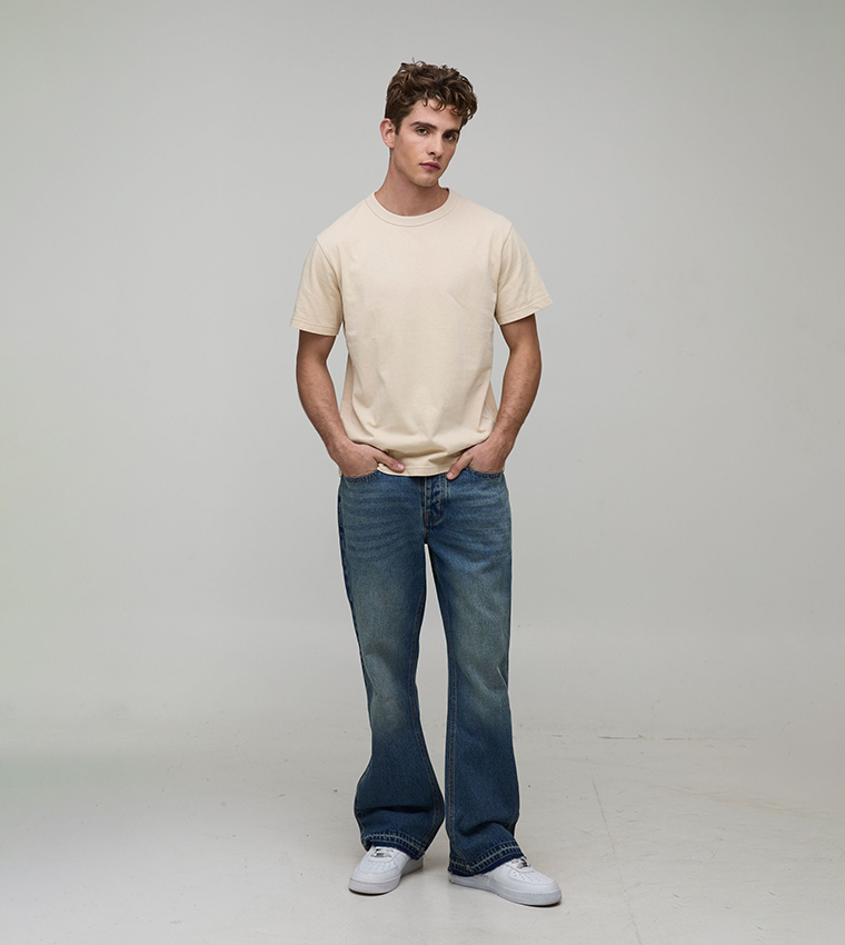 Washed Straight Flared Jeans