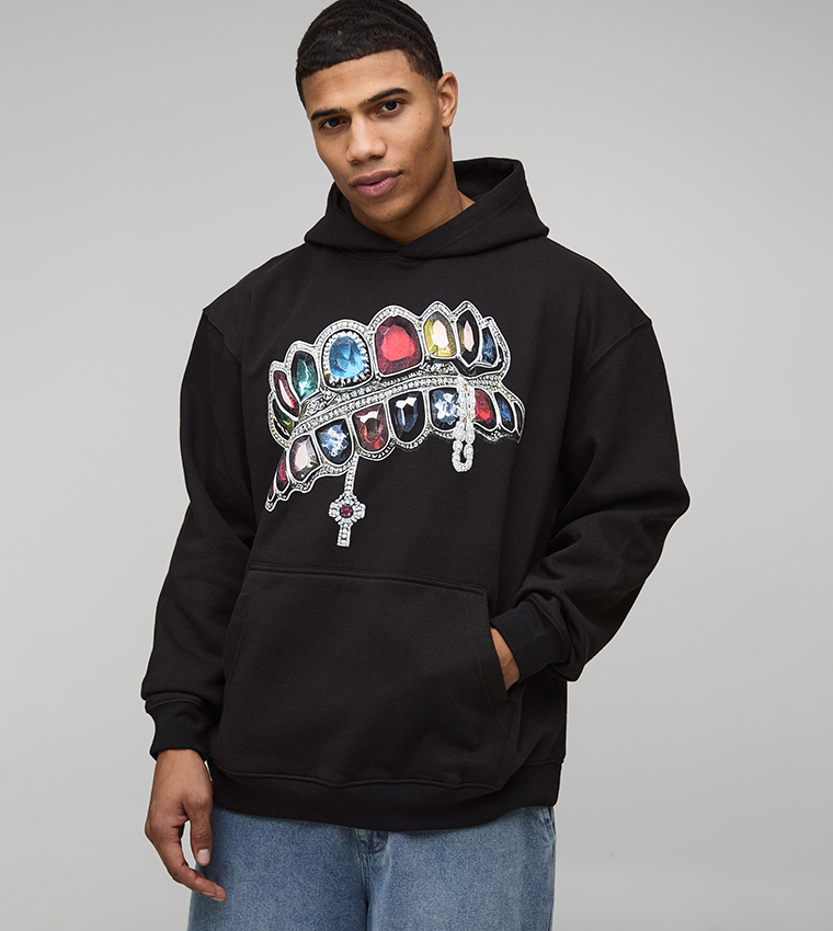 Diamond Printed Oversized Hoodie