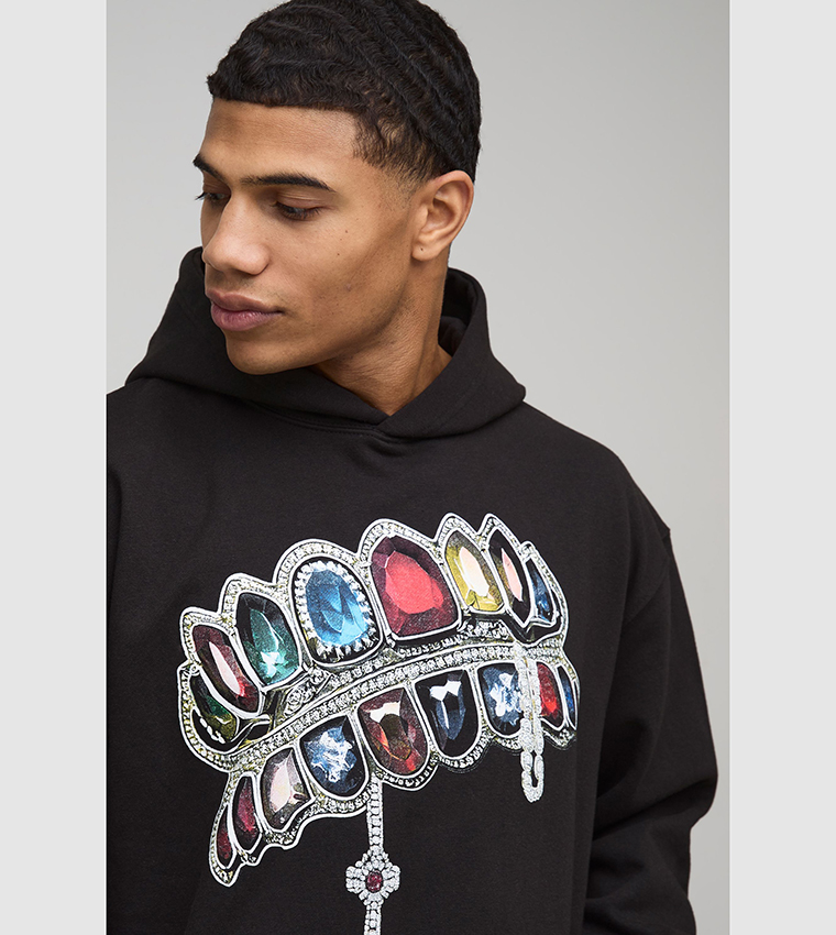 Diamond Printed Oversized Hoodie