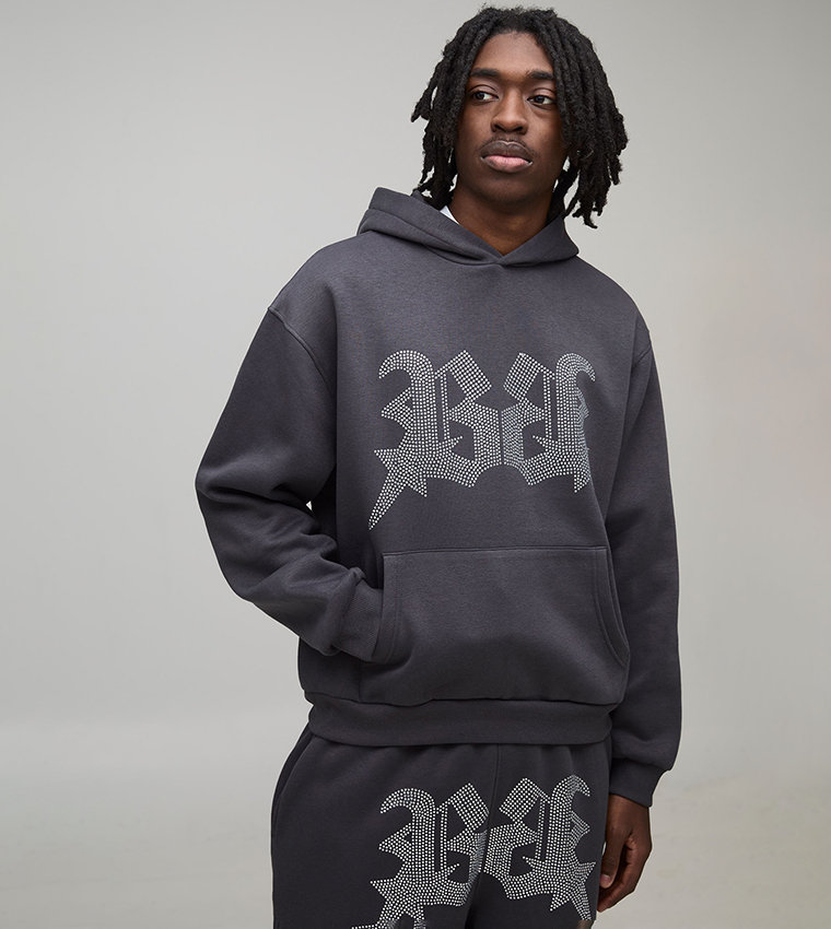 Rhinestone B Star Oversized Hoodie