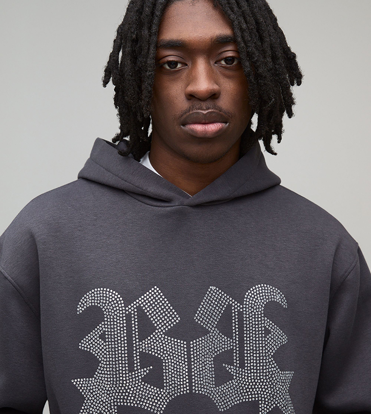 Rhinestone B Star Oversized Hoodie