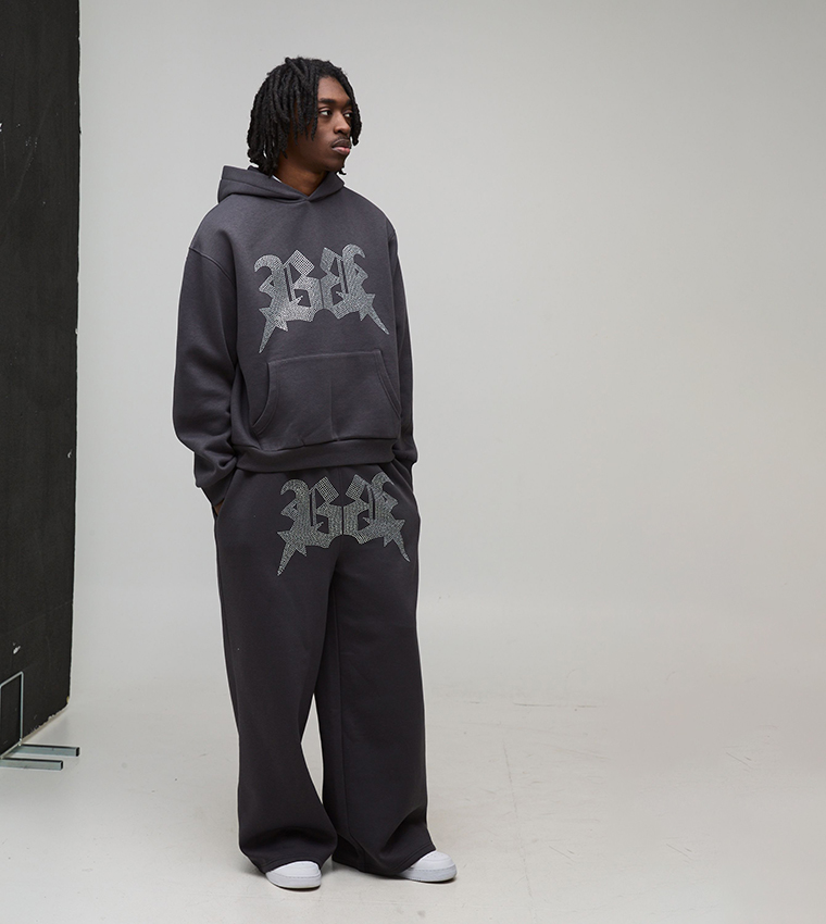 Rhinestone B Star Oversized Hoodie