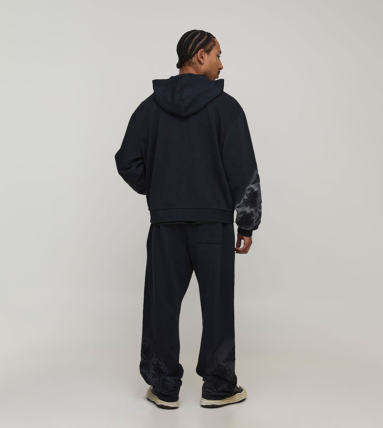 Appliqued Washed Baggy Fit Sweatpants