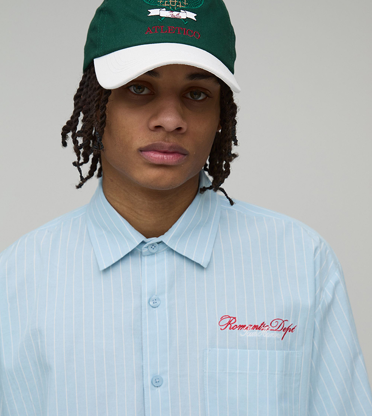 قميص اوفرسايز مخطط بكم طويل 