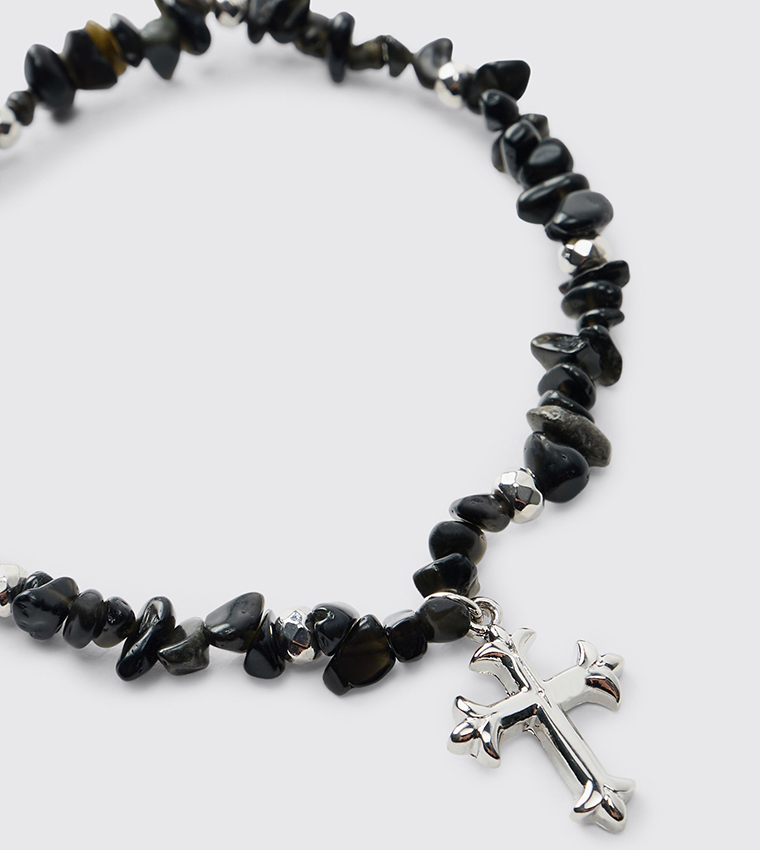 2-Pack Gothic Cross Bead Layered Bracelets