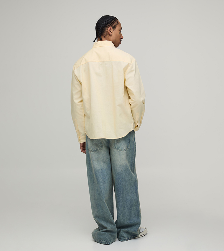 قميص أكسفورد أوفرسايز بكم طويل 