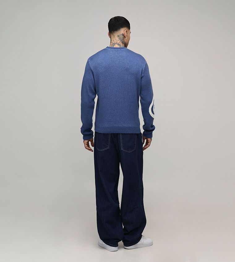 سويتر محبوك بقبة مستديرة للمقاسات الطويلة 