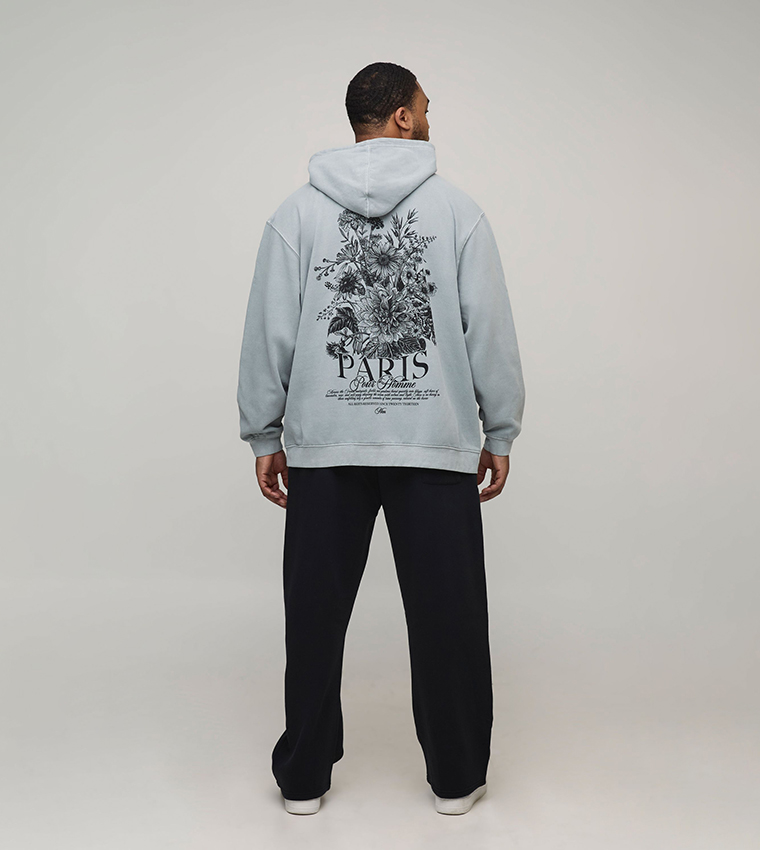 هودي اوفرسايز بطبعة ورود 