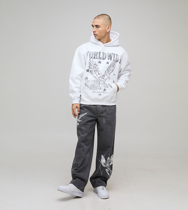 Worldwide Print Heavyweight Oversized Hoodie