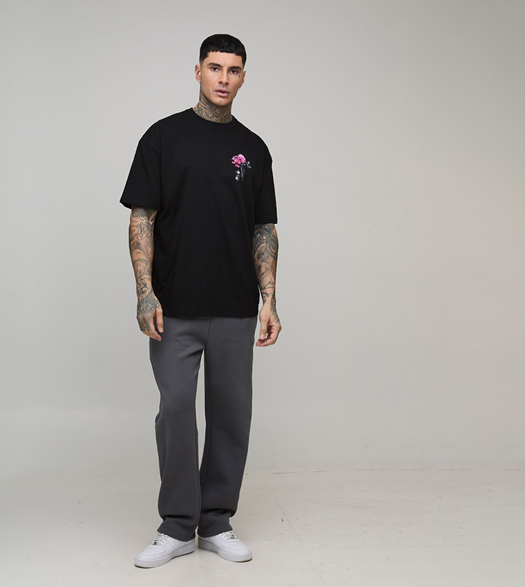Tall Oversized Rose Print Official T-Shirt