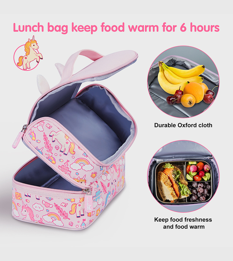 Unicorn Themed 16" School Bag with Lunch Bag Combo