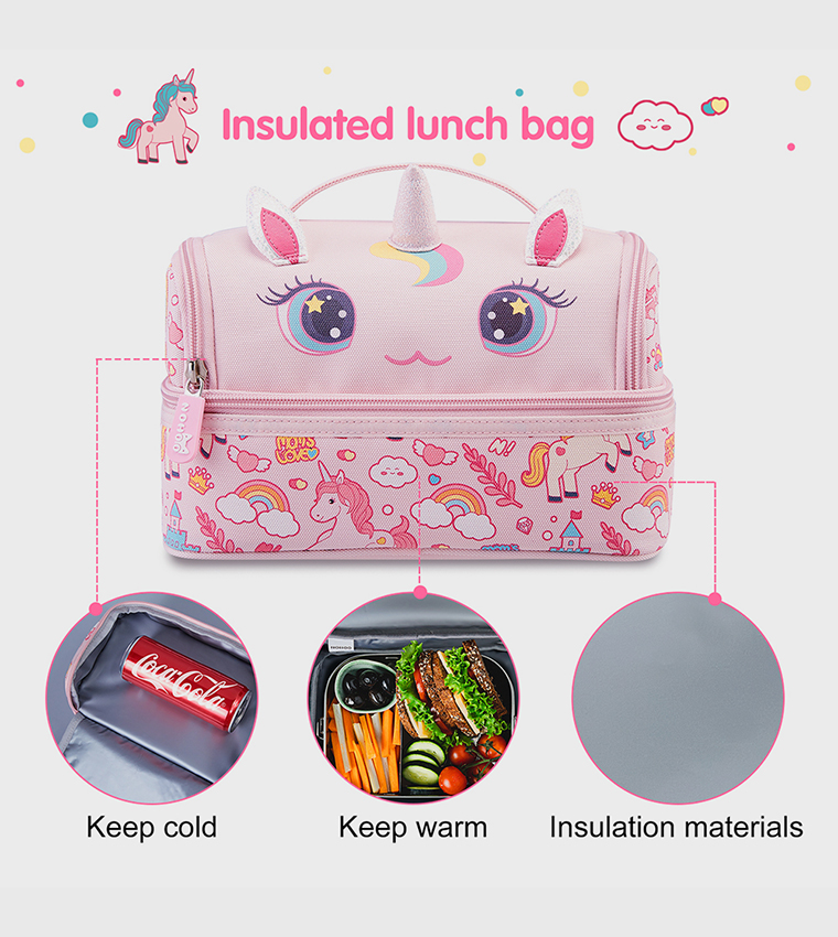 Unicorn Themed 16" School Bag with Lunch Bag Combo