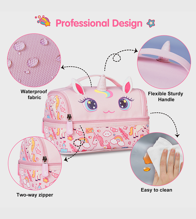 Unicorn Themed 16" School Bag with Lunch Bag Combo
