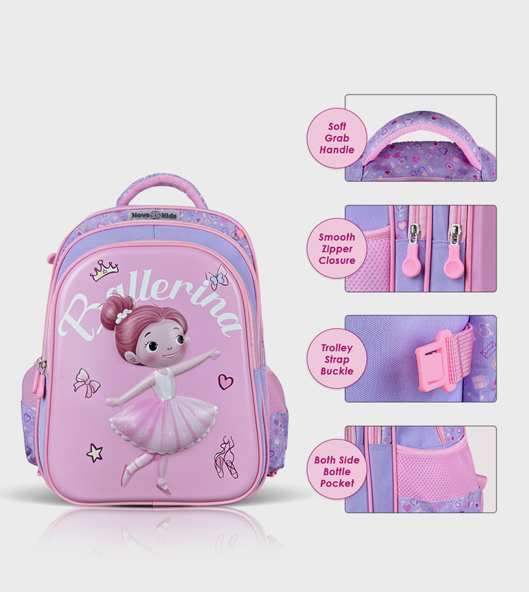 3D Printed 16.5" Trolley School Bag - Ballerina