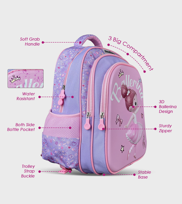 3D Printed 16.5" Trolley School Bag - Ballerina