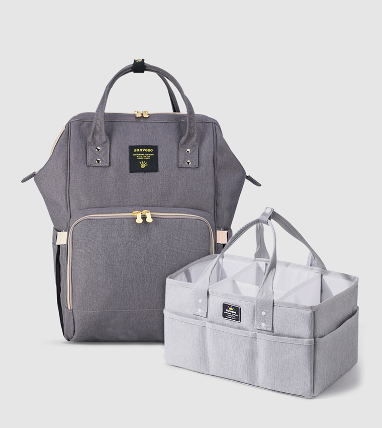 Diaper Bag With USB + Diaper Caddy