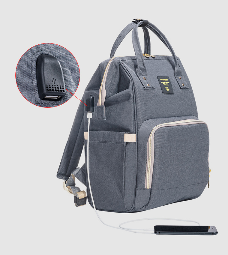 Diaper Bag With USB + Diaper Caddy