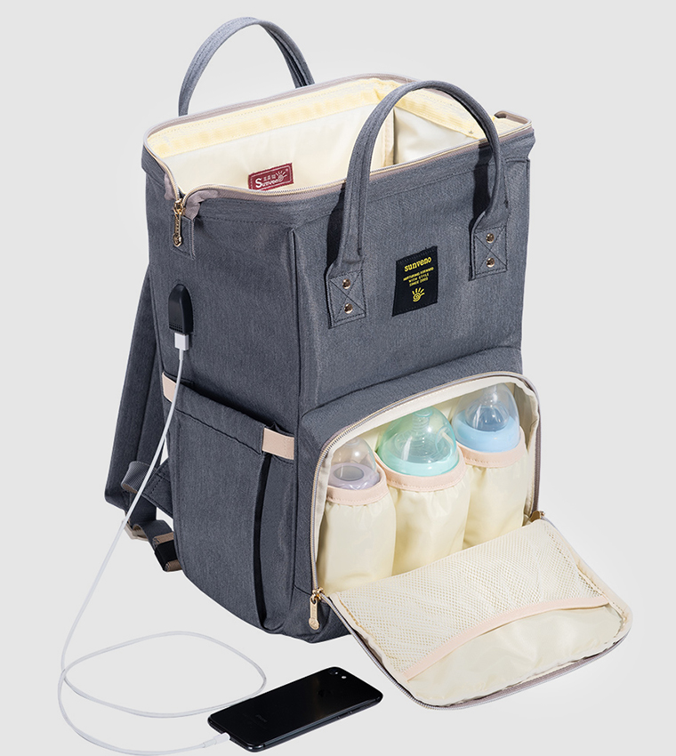 Diaper Bag With USB + Diaper Caddy