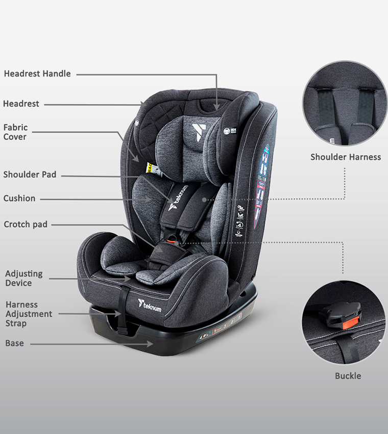 Teknum Evolve 2 Car Seat with Dad's Diaper Hand Bag (0-12yrs)