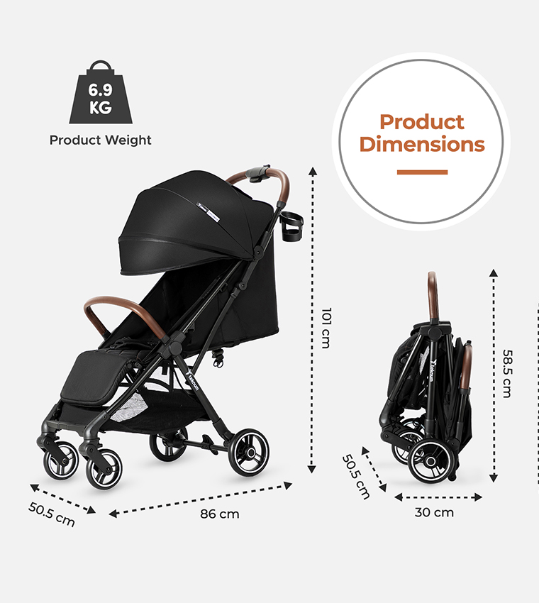 Teknum Travel Explorer 2 Auto Fold Stroller with Dad's Diaper Hand Bag