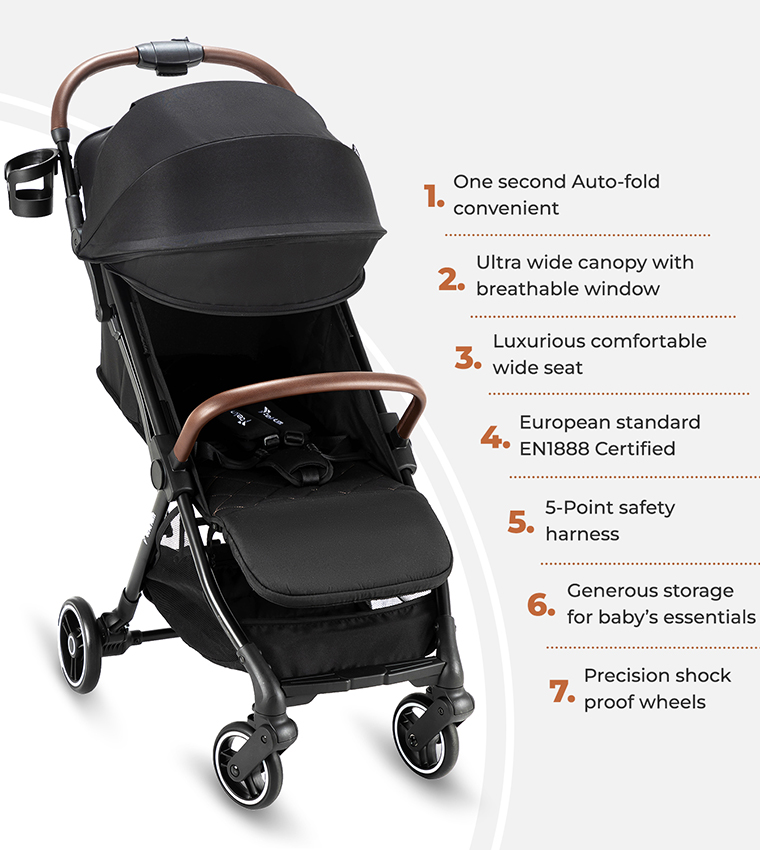 Teknum Travel Explorer 2 Auto Fold Stroller with Dad's Diaper Hand Bag