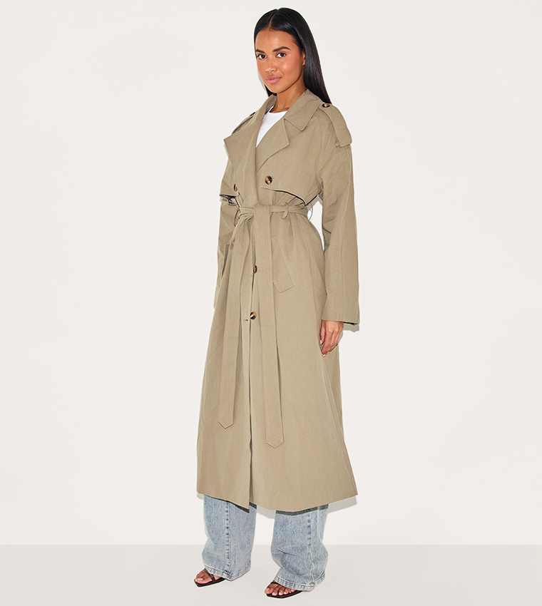 Belted Double Breasted Trench Coat