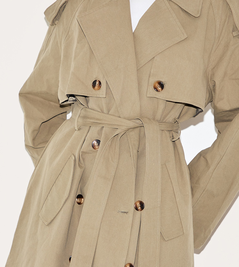 Belted Double Breasted Trench Coat