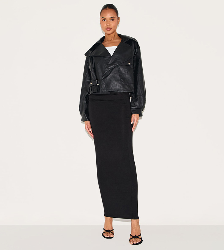 Textured Look Faux Leather Biker Jacket