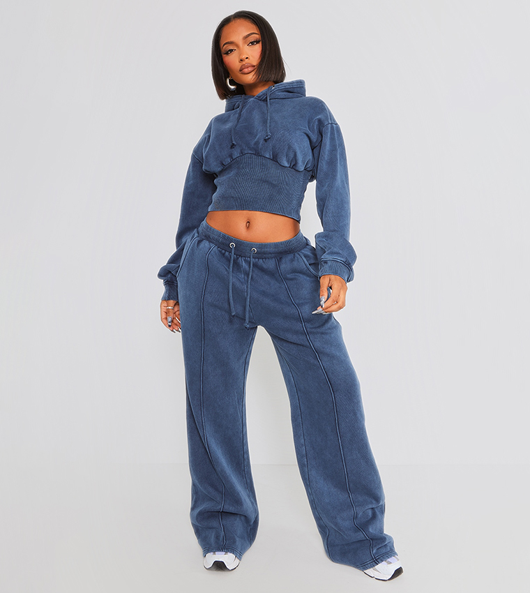 Buy PrettyLittleThing Shape Sweat Cropped Shirred Waist Hoodie In