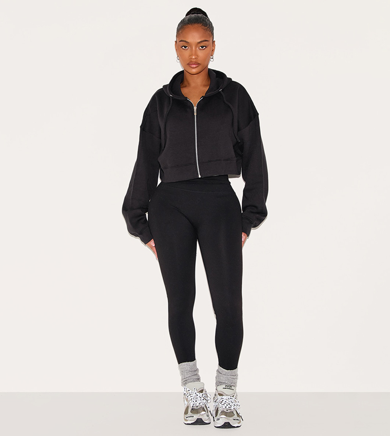 Shape Zip Front Long Sleeves Cropped Jacket