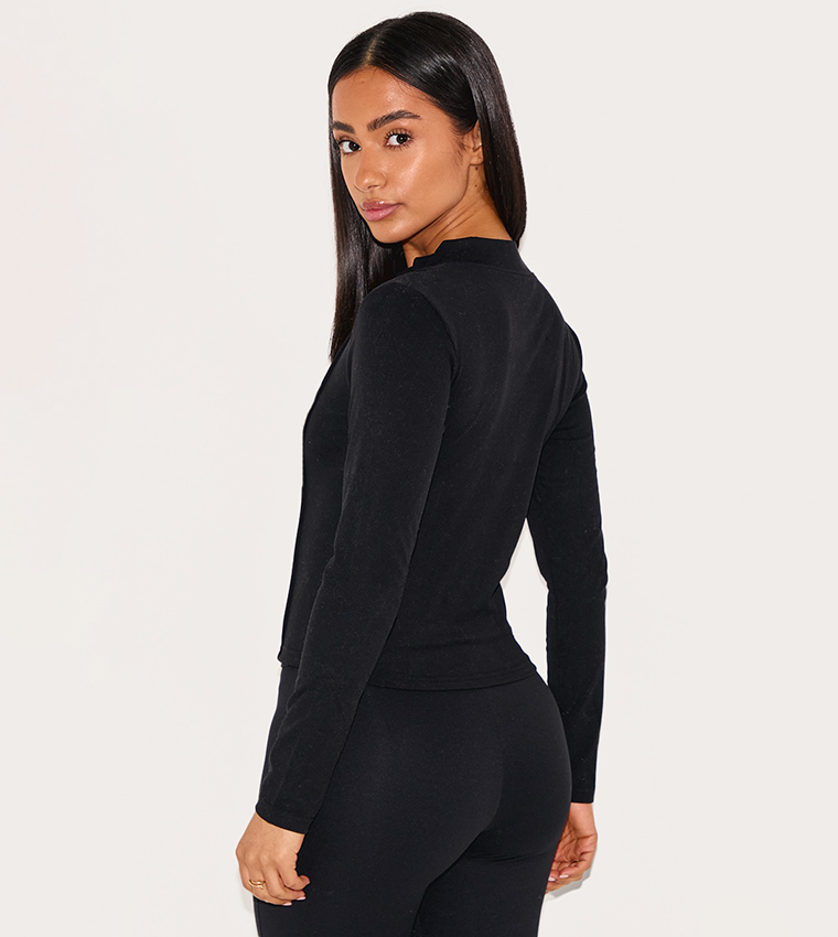 Petite Contour Sculpt Seam Detail Zip-Through Jacket