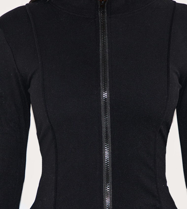 Petite Contour Sculpt Seam Detail Zip-Through Jacket