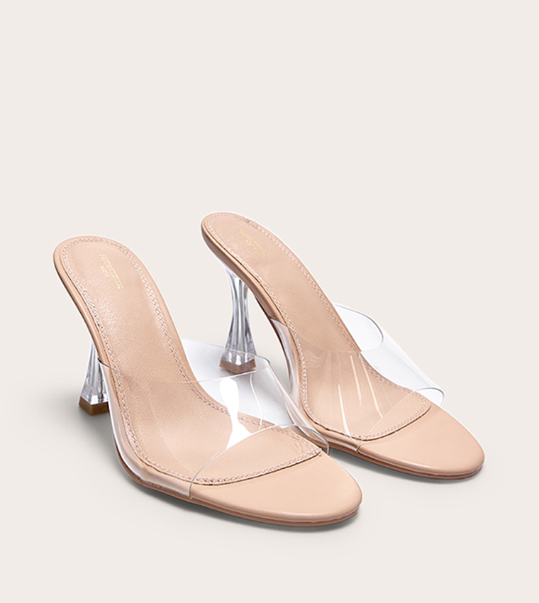 Buy PrettyLittleThing Wide Fit PU Round Toe High Heeled Sandals In