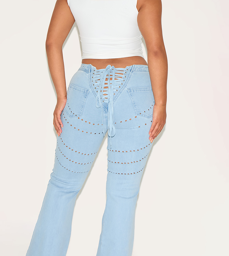 Shape Lace Up Back Flared Jeans