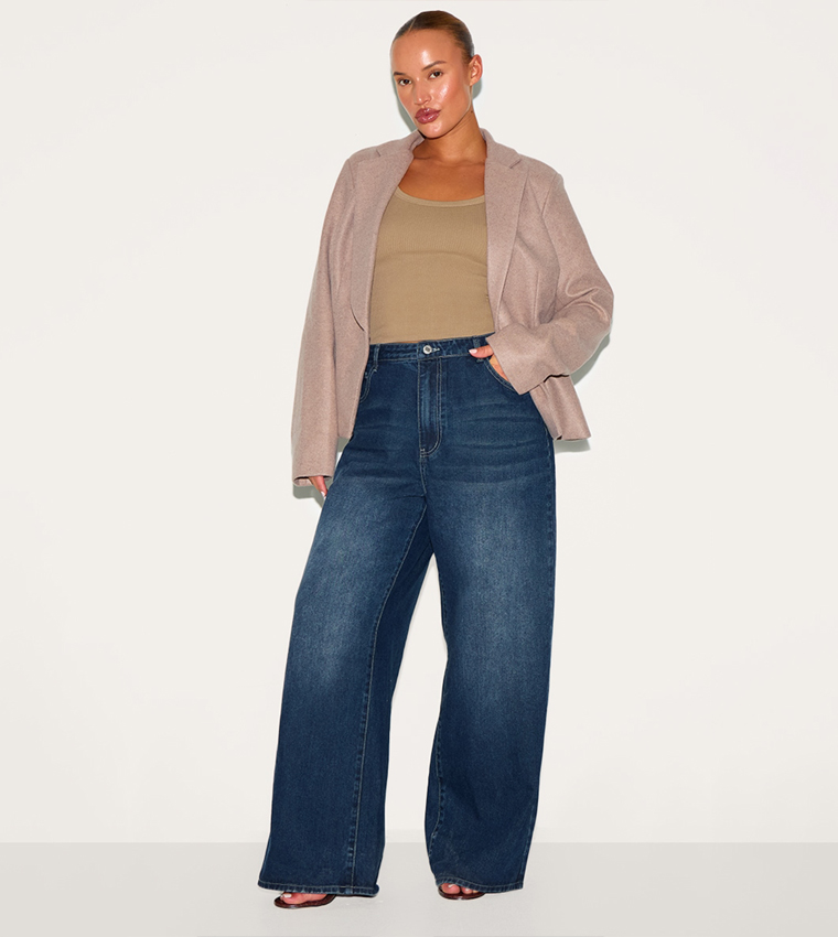 Curve Cinched In Wool Look Blazer