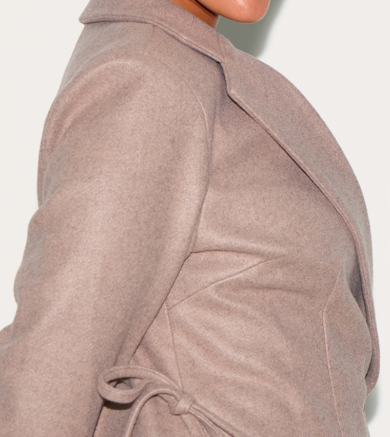 Curve Cinched In Wool Look Blazer
