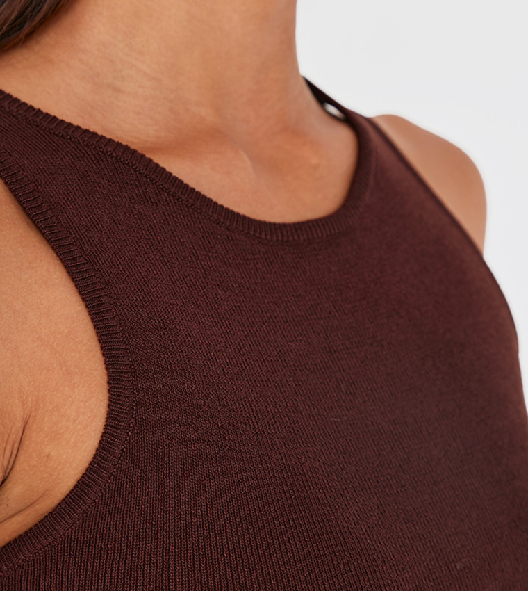 Fine Knit Racer Neck Top