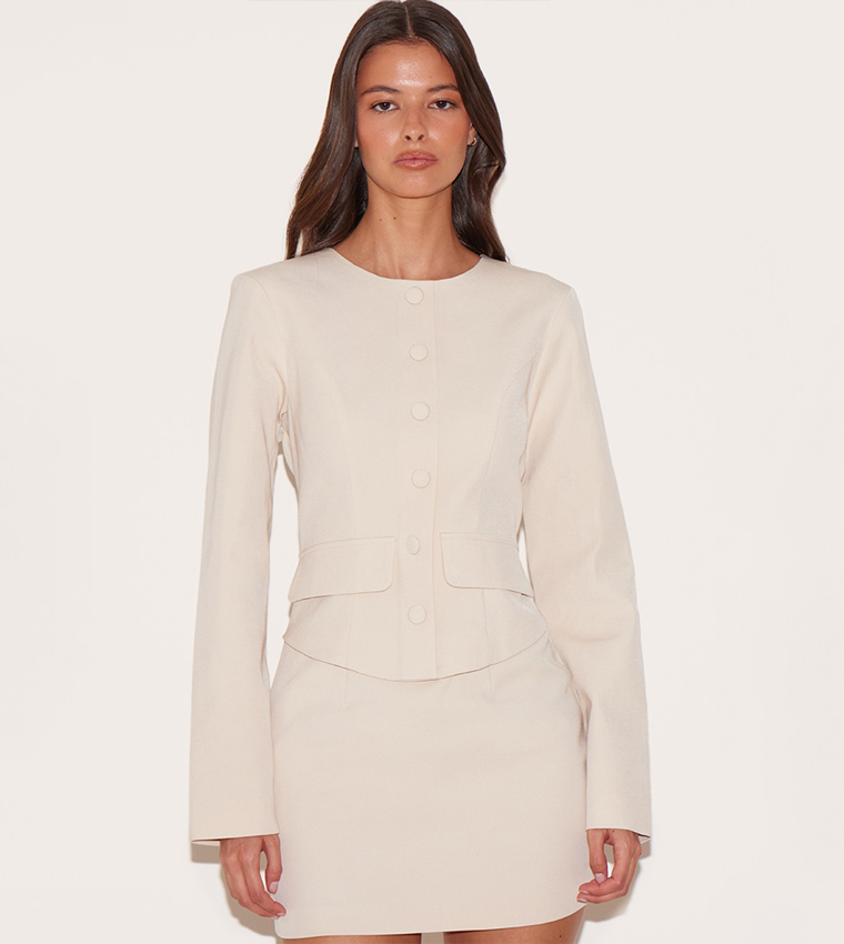 Woven Tailored Button Detail Mini Dress