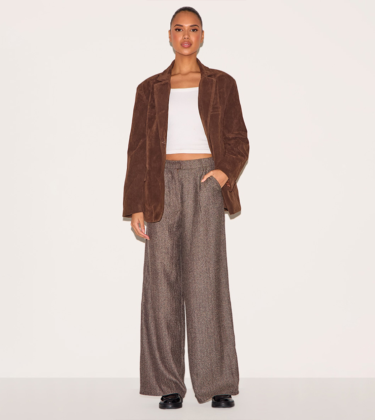 Herringbone Mid Rise Tailored Trousers