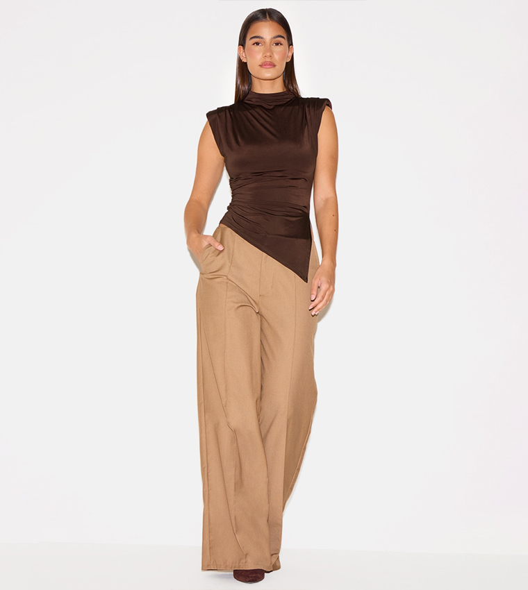 Slinky Shoulder Detail Long Top
